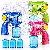TOY Life 3 Pack Bubble Guns for Kids, Automatic Bubble Blower, Leakproof & Lightweight, Outdoor Summer Toys for Beach Travel, Easter Basket Stuffer, Party Favor, Birthday Gift for Toddlers Boys Girls