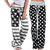 iniber Women's Comfy Pajama Pants Long Casual Drawstring Palazzo Lounge Pants Soft Wide Leg Bottoms