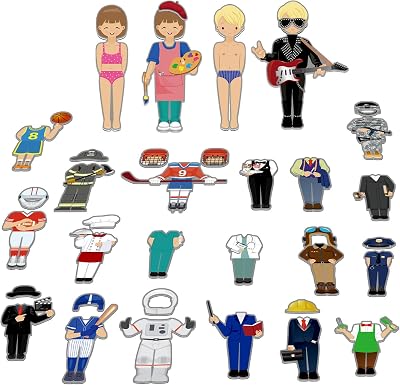SpriteGru Magnetic Dress Up Doll Set 56 PCS 21 Occupations Preschool Learning