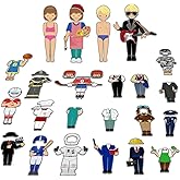 SpriteGru 56 PCS Magnetic Dress-up Pretend Play Doll Set with 21 Occupations Jobs, Perfect for Preschool Learning