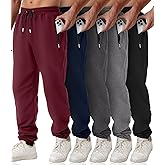 OZYJD Mens Sweatpants with Zipper Pockets 5 Pack Athletic Joggers for Men Warm Slim Fit Track Workout Running Sweat Pants