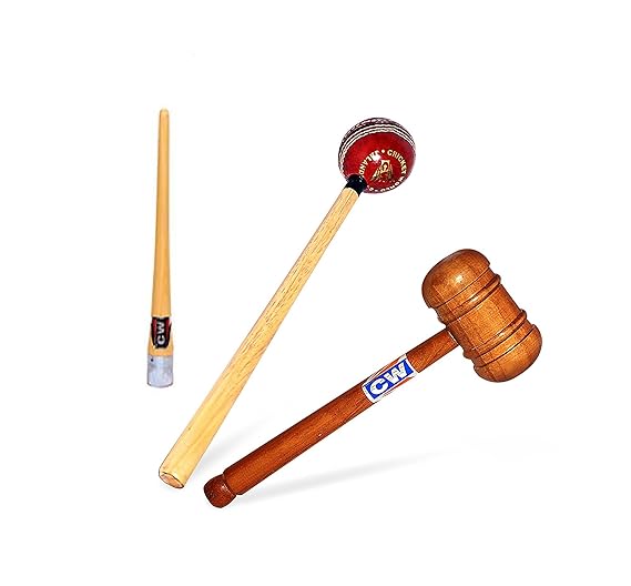 Buy CW Wooden Cricket Set Ball Hammer Bat Knocking Mallet with Grip