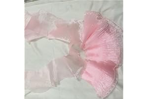 CREATIVESUGAR 5 Yards Retro Ruffle Pleated Chiffon Trim Dress Bag Decoration Tulle Fabric Applique Trimming Craft Sewing (Pink Coral)