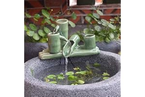 ANDADY Ceramic Accents Water Fountain & Pump Kit – 9.5 inch DIY Indoor/Outdoor Garden Water Feature kit - Fits 10-15 inch Bowl (not Included) (Small Size 9.5in L)