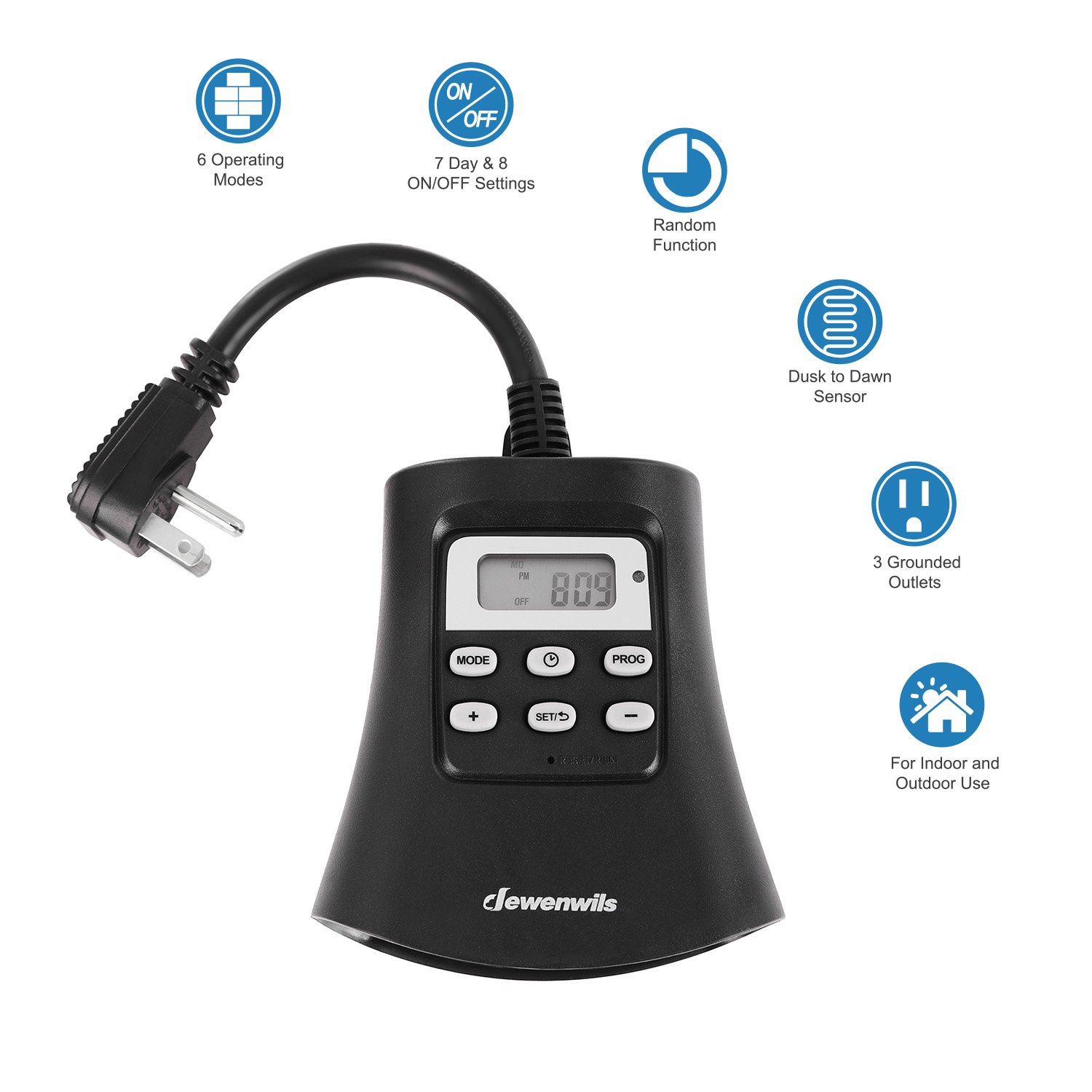 Dewenwils Outdoor Digital Timer with Photocell Light Sensor and Random