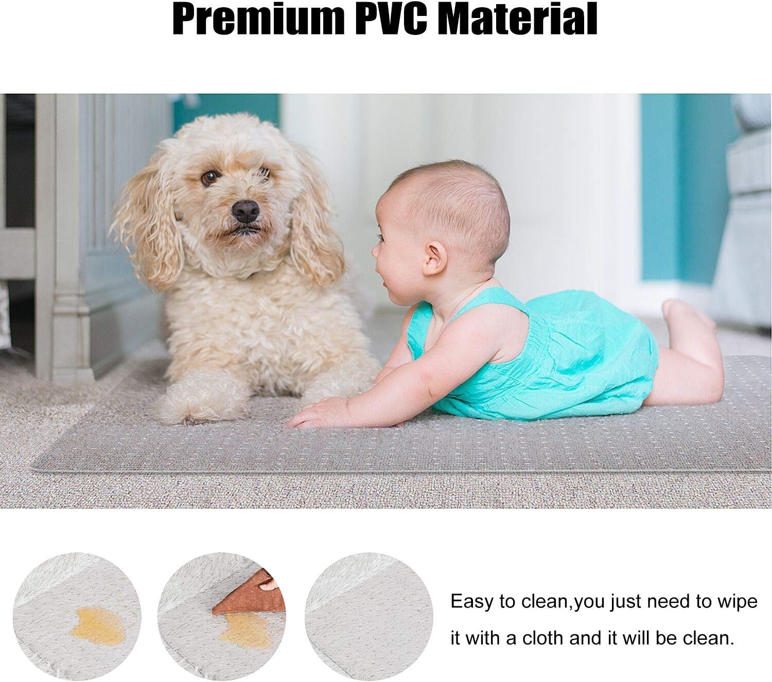 Kuyal Carpet Chair Mat, 48" x 30" PVC Home Office Desk Chair Mat for Floor Protection, Clear, Studded, BPA Free Matte Anti-Slip (30" X 48" Rectangle) : Office Products