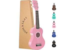 POMAIKAI Soprano Wood Ukulele Rainbow Starter Hawaii Guitar 21 Inch Ukelele for Beginners and Students (Pink)