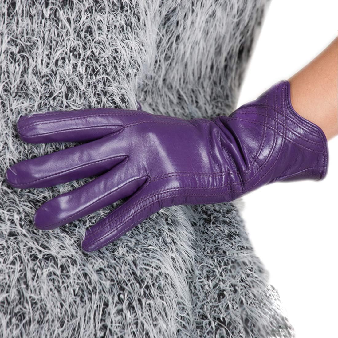 Nappaglo Women's Leather Gloves Italian Lambskin Touchscreen Winter Warm Cashmere Gloves