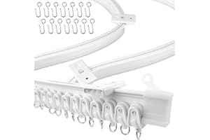 UrbanRed Flexible Bendable Ceiling Curtain Track, 16.4 ft (5 m), Mount for Rail with Curtain Tracks System, Room Divider, Curtains Rod, RV Ceiling Track for Curtains, White