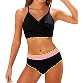 Kids4ever Girls Swimsuit 2 Piece Color Block Teen Bikini Sets with Adjustable Straps Bathing Suit Size 9-16Y