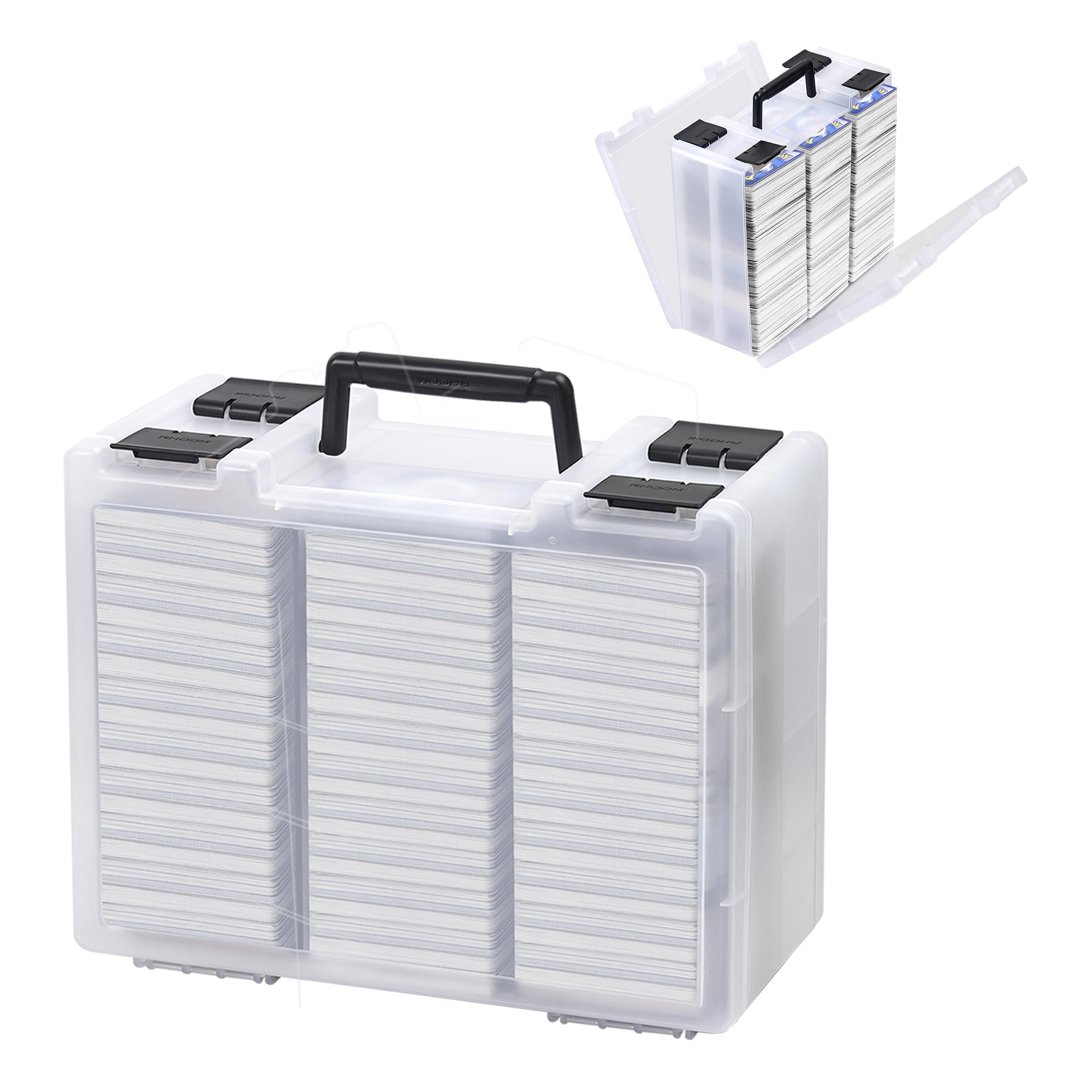 Photo 1 of BRAPPO Trading Card Storage Box for 3200+ Double Sided Card Deck Case, compatible MTG and TCG and Sport Cards etc game cards.(Excluding cards) (Clear)
