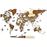 Colorfull Worlds, Multilayer 3D Wooden World Map, Travel Map States and Capitals, Wall Decor For New House, Gift For Travelers, Office Decor, Birthday Present,Living Room Decoration (M, Mixed)