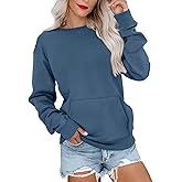 Ovanviso Womens Crewneck Sweatshirts with Pocket Trendy Fashion Pullover Loose Fit Long Sleeve Tops 2026