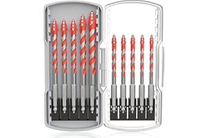 CSOOM 10PCS Upgrade Masonry Drill Bit Set，Serrated Concrete Drill Bit for Tiles, Glass, Bricks, Ceramics, Plastics and Wood（Red）