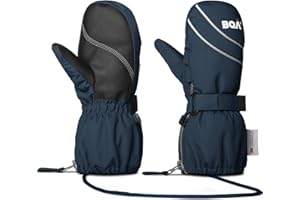 BQA Kids Ski Mittens Toddler Winter Snow Thinsulate Waterproof Mittens with String for Boys Girls