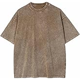 Aelfric Eden Mens Cotton T-Shirts Oversized Unisex Short Sleeves Wash Baggy Casual Tees Workout Solid Summer Tops