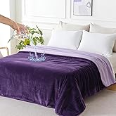 SOCHOW Waterproof Blanket for Bed Sofa Couch, Water Resistant Blanket Washable 60"x80", Reversible Leakproof Bed Cover for Adults Elderly Pets, Deep Purple & Light Purple
