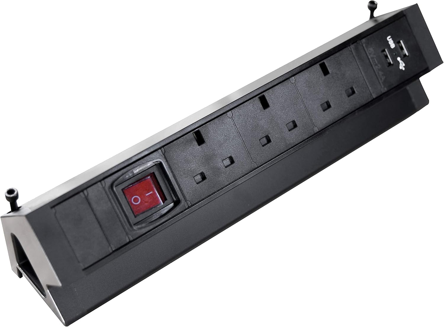 Elbe Inno Extension lead 3 ways, 2 USB, Desktop Socket, Switched, Power Strip with Surge protected, 1.5 m cable length