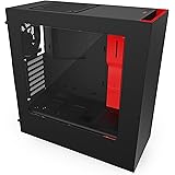 NZXT S340 Mid Tower Case CA-S340MB-GR Matte Black/Red