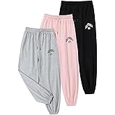 EXARUS 3 Pack Girls Sweatpants Joggers Teen Sweat Pants Cute Baggy Tween Trendy Clothes Preppy with Pockets