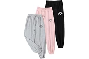 EXARUS 3 Pack Girls Sweatpants Joggers Sweat Pants Cute Baggy Tween Trendy Clothes Teen Preppy with Pockets