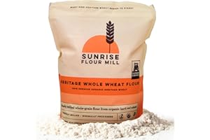 Sunrise Flour Mill Heritage Organic Whole Wheat Flour - 5 lbs | Milled from red hard wheat within 10 Days | Easier to Digest with Less Bloating | No Bleaching | Organic whole wheat bread flour