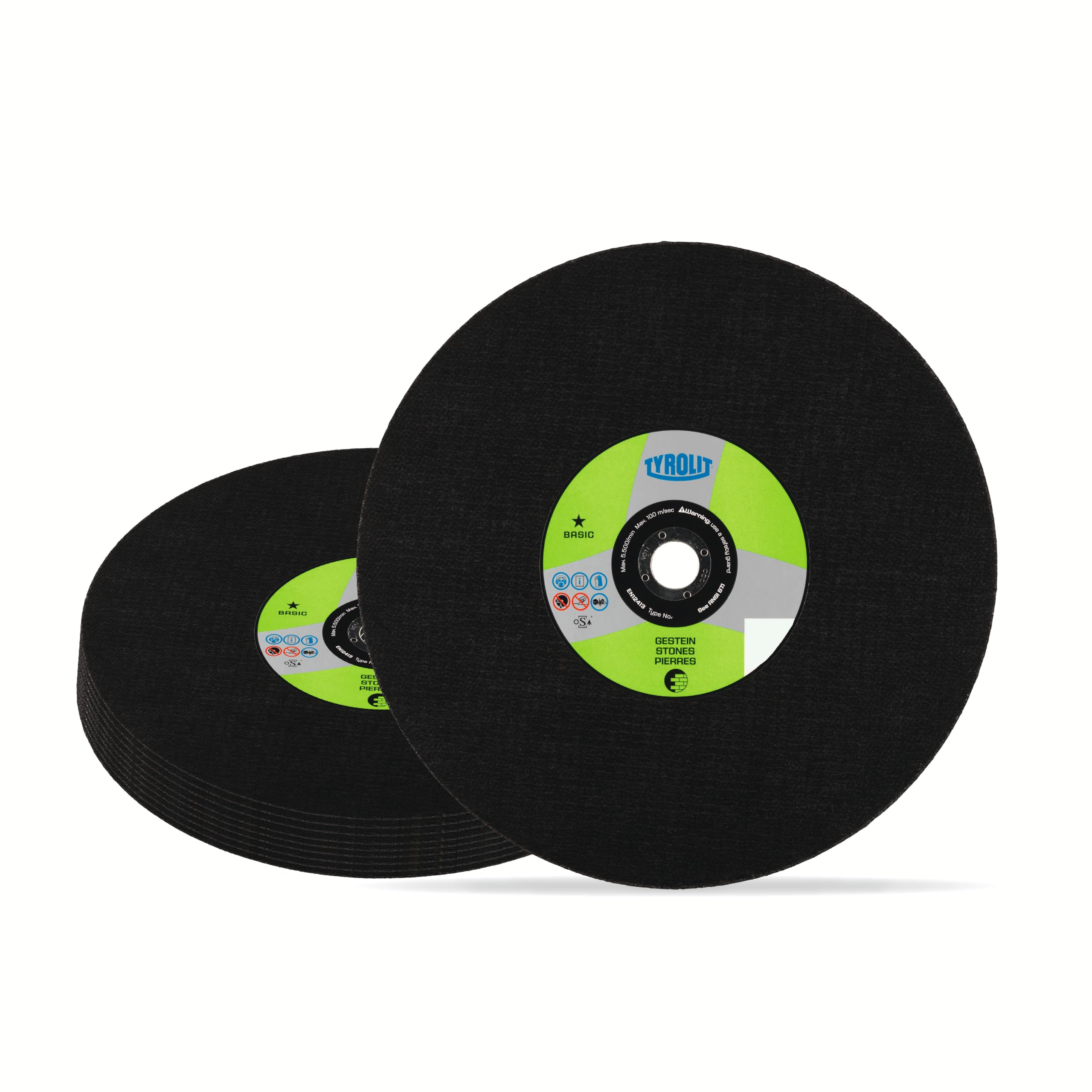 TYROLIT BASIC Cutting Discs - Concrete Cutting Discs for Steel and Stone with 2 External Reinforcements for Rapid Solid Material Cutting- 300 x 3.5 x 20 mm (Pack of 10)