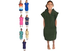 COR Surf Poncho Changing Towel Robe with Hood and Front Pocket for Kids, Doubles Up As Beach Towel and Blanket, Made of Quick Dry Microfiber (Ranger Green)