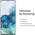 Samsung Galaxy S20 5G Factory Unlocked New Android Cell Phone US Version | 128GB of Storage | Fingerprint ID and Facial Recognition | Long-Lasting Battery | US Warranty |Cloud Blue