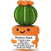 Mini Positive Crochet Easter Cactus Gifts, Unique Emotional Inspirational Support Gift for Friends, Coworker, Family, Sister, Couples, Easter Basket Stuffers, Encouraging Cheer Up Gifts for Women Men