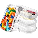 GCTWFYK 4PCS Small Clear Hard Shell Zipper Case for Storage, 7.7"x4" Plastic Transparent Portable Zipper Pouches Travel Toy Organizer Bin, Cosmetic Bag for Organizing