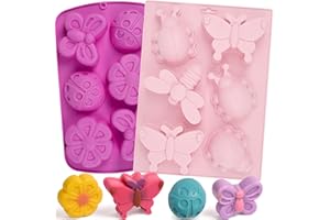Sakolla Insect Silicone Molds Soap 2pcs 6-Cavity Dragonfly Butterfly Ladybug Shape Silicone Molds for Soap Making DIY Baking 