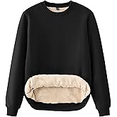 Tansozer Womens Sherpa Lined Crewneck Sweatshirt Warm Fleece Pullover Long Sleeve Winter Thermal Sweat Shirt
