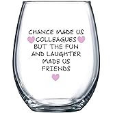 Gelid Chance Made Us Colleagues - Best Coworker BFF Gift - Perfect For Work Bestie Friend - Leaving or Going Away Present for Men and Women - 15 oz Stemless Wine Glass