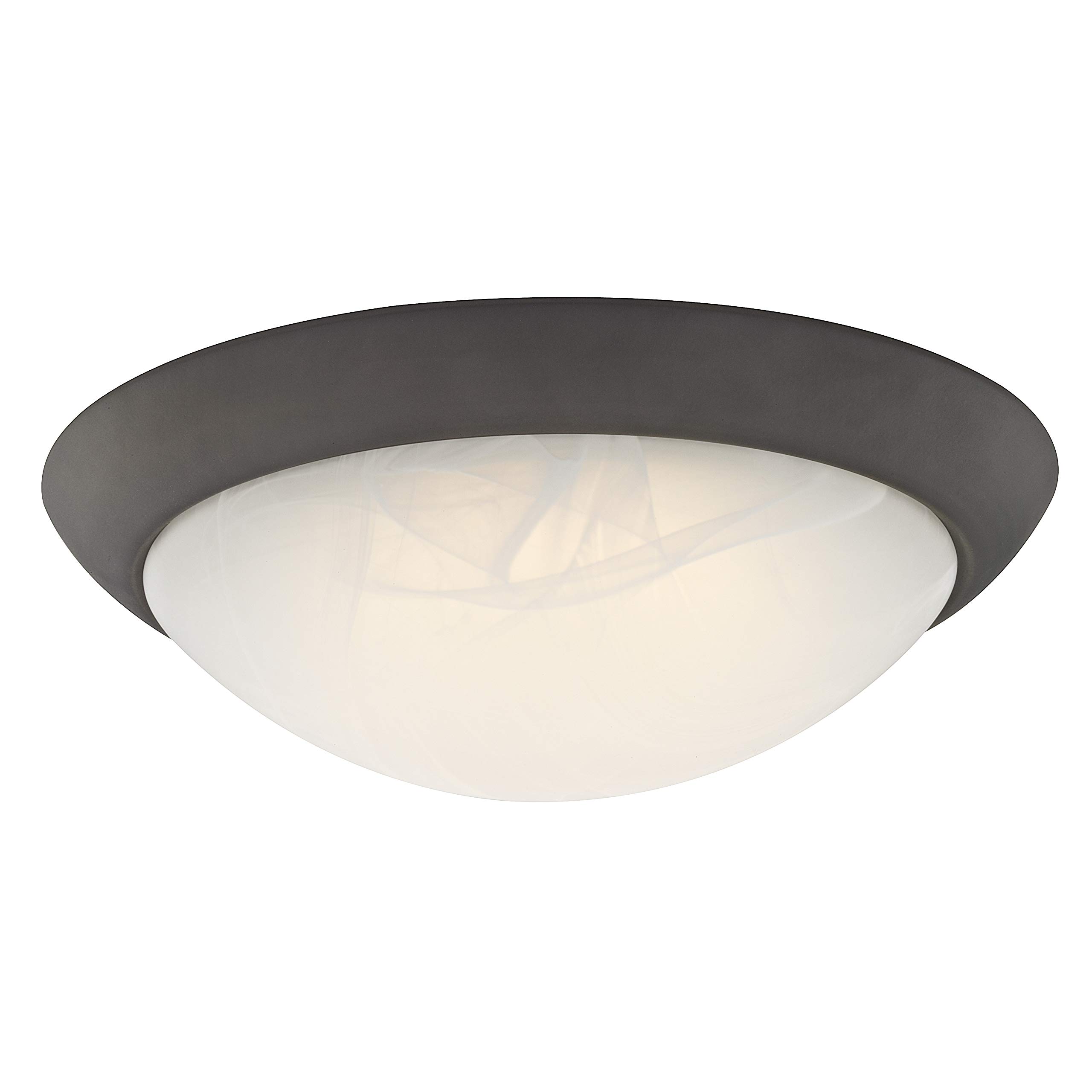 63089 28 cm Dimmable LED Indoor Flush Mount Ceiling Fixture, Oil Rubbed Bronze Finish with White Alabaster Glass