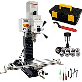 INTBUYING Benchtop Mini Milling Drilling Machine 7''x27-1/2'' Brushless Precision Mill Drill Lathe, 50-2250rpm, R8 Spindle for Home DIY Metal Wood Plastic Processing RCOG-25V 1.5HP 110V