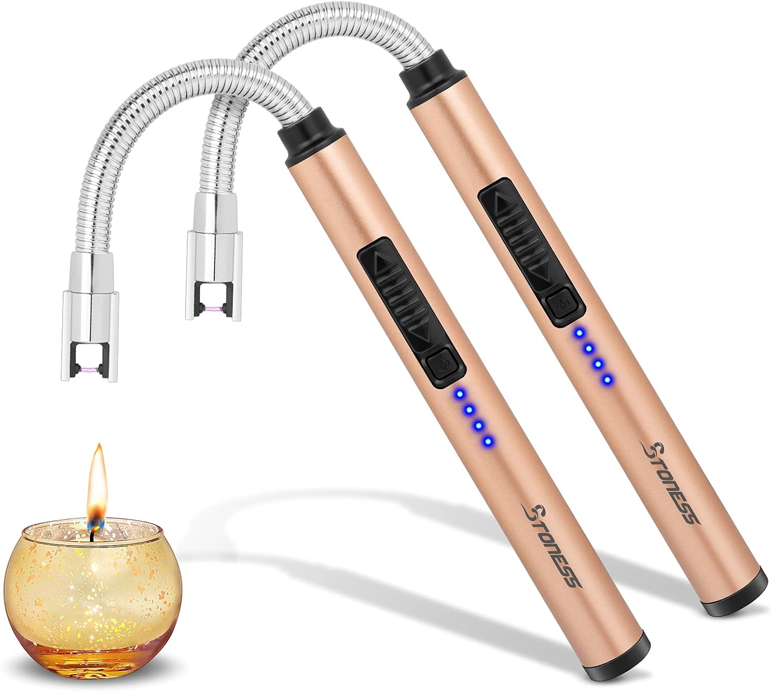 Candle Lighter, 2 Pack USB Rechargeable Electric Lighter with Long