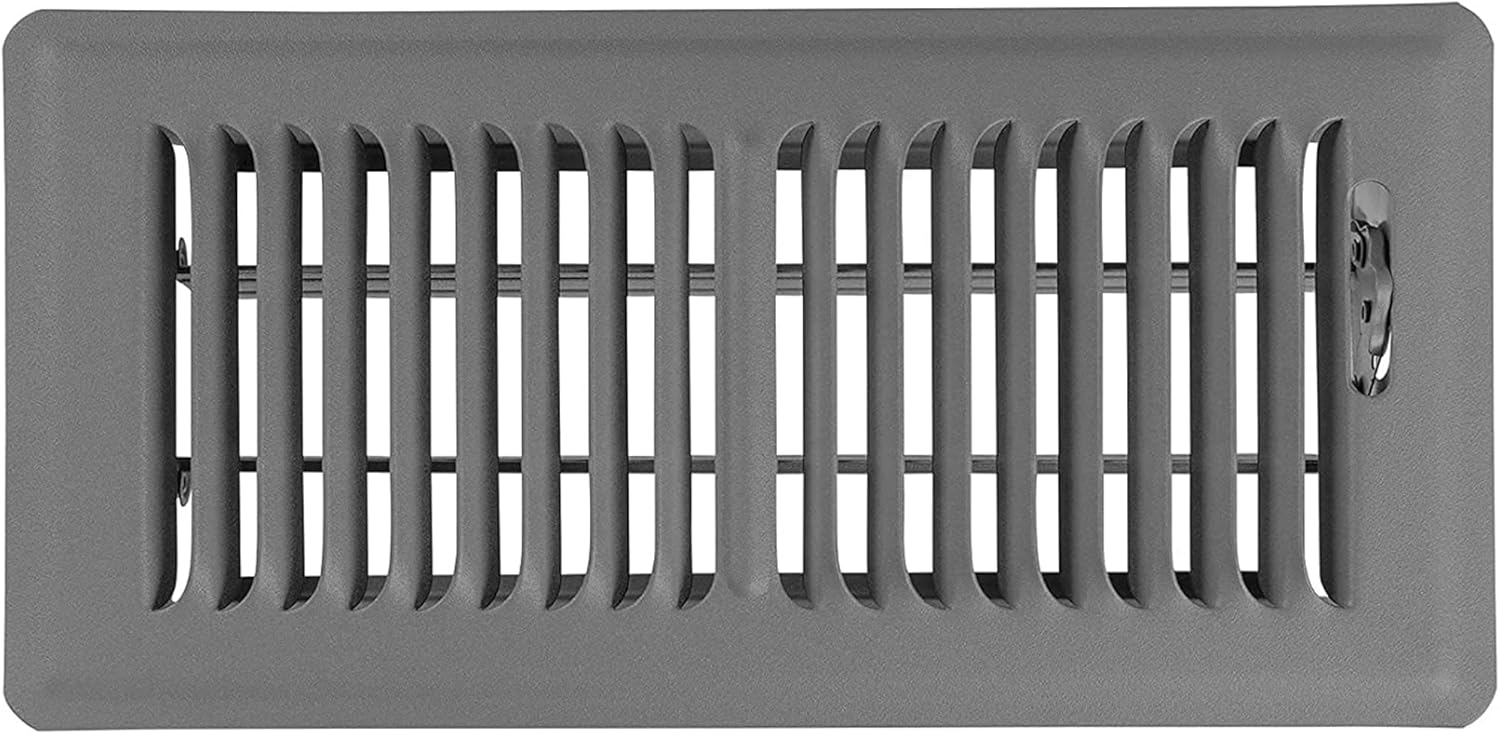 Registers, Grilles & Vents - Shoemaker Manufacturing, Storm Gray, 4x10, Premium Floor Register, All Steel Heavy Duty Vent Cover