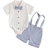 Newborn Baby Boy Outfits Suit Bowtie Dress Romper+Suspender Overalls Shorts Pants Set Gentleman Wedding Clothes Formal