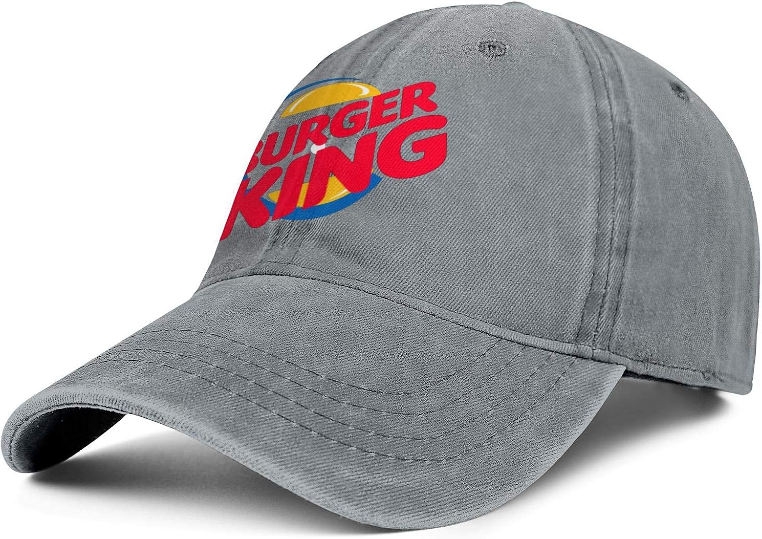 Men/Womens Grey BurgerKing Adjustable Peak Cap Dad Baseball Hat at