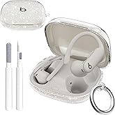 Aircawin for Beats Powerbeats Pro 2 Case Clear Glitter,Cute Sparkle Bling for Beats Powerbeats Pro 2 Earbuds Case Cover 2025,Shockproof Soft TPU Skin with Carabiner&Cleaning Women Girls Pen-Glitter