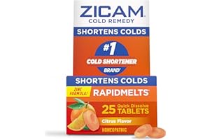Zicam Zinc Cold Remedy RapidMelts,Citrus Flavor, Homeopathic, Pre-Cold Medicine, Shortens Cold Duration, 25 Count