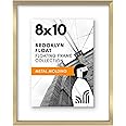 Floating Frame Americanflat Metal With Chain - Set Of 3 - Use As 8x10 5x7 Or 4x6 Frame Pressed Flower Display For Wall Decor Elegant Black Molding With Shatter Resistant Glass 6x8 Picture Frame