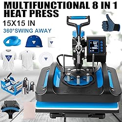 Leomru 15x15 Heat Press Machine, 8 in 1 Heat Press