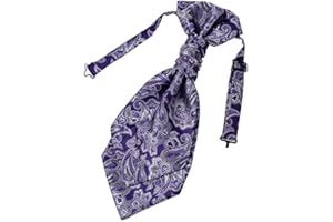 Epoint Cravat Necktie For Party Silk Pretied Ascot Cravat Tie 12 Inch Clip-On Adjustable