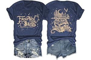 QMH Magical Shirts for Women Book Magic Graphic T-Shirts Flourish and Blotts Shirts Wizard Tees Vacation Tops Costume Clothes