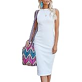 PRETTYGARDEN Women Bodycon Midi Dress 2026 Summer Spring Casual Vacation Sundress Fitted Sleeveless Tank Dresses