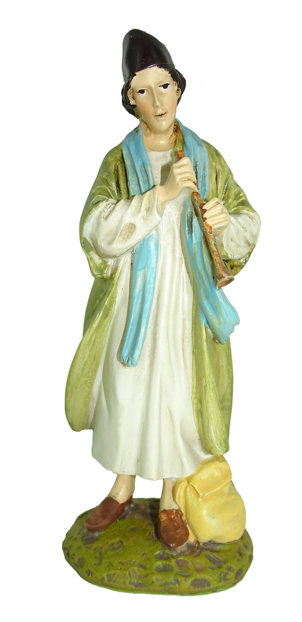 Ferrari & Arrighetti Nativity Scene Figurine: Shepherd Playing Fife - Martino Landi Collection - 10 cm