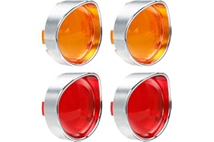NTHREEAUTO Turn Signal Lens Cover with Chrome Visor Compatible with Harley Dyna Fatboy Softail Road Glide
