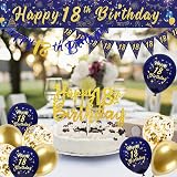 DEARLIVES Navy Blue Gold 18th Birthday Decorations Triangle Flags Banner Sash view 4